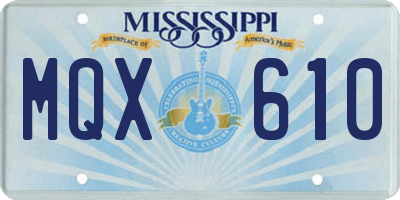 MS license plate MQX610