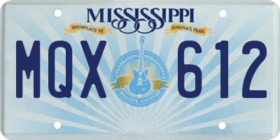 MS license plate MQX612