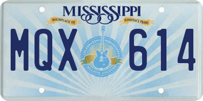 MS license plate MQX614