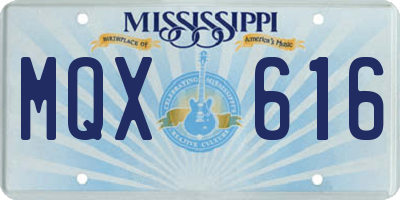 MS license plate MQX616