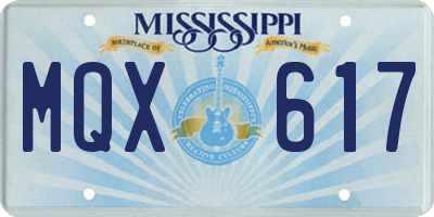 MS license plate MQX617