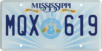MS license plate MQX619