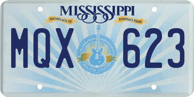 MS license plate MQX623