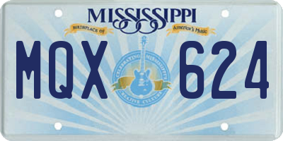 MS license plate MQX624