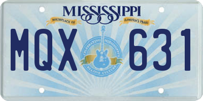 MS license plate MQX631