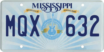 MS license plate MQX632