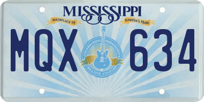 MS license plate MQX634