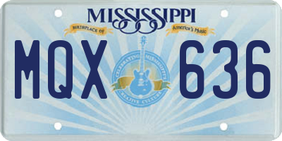 MS license plate MQX636