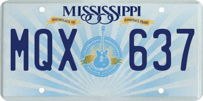 MS license plate MQX637