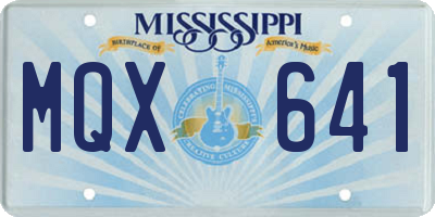MS license plate MQX641