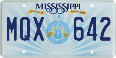 MS license plate MQX642