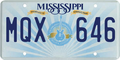 MS license plate MQX646