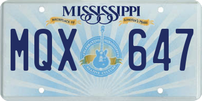 MS license plate MQX647