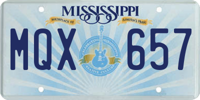 MS license plate MQX657