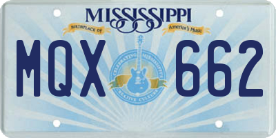 MS license plate MQX662