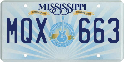 MS license plate MQX663
