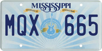 MS license plate MQX665