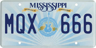 MS license plate MQX666