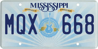 MS license plate MQX668