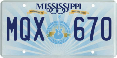 MS license plate MQX670
