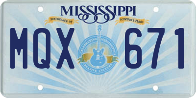 MS license plate MQX671