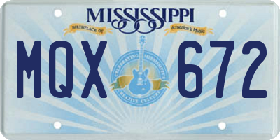 MS license plate MQX672