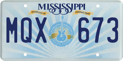 MS license plate MQX673