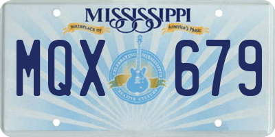 MS license plate MQX679