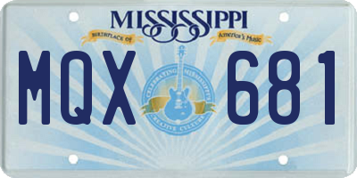 MS license plate MQX681