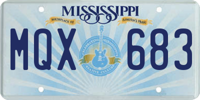 MS license plate MQX683