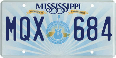 MS license plate MQX684