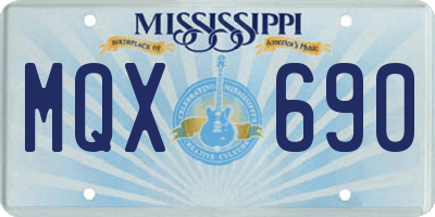 MS license plate MQX690