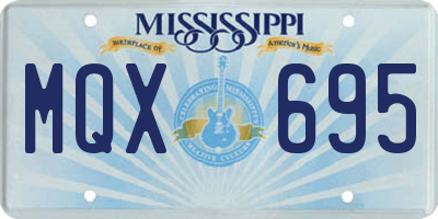 MS license plate MQX695
