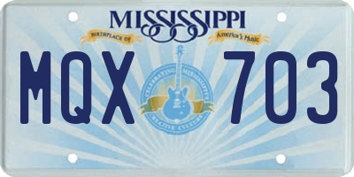 MS license plate MQX703