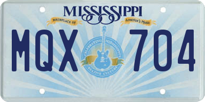 MS license plate MQX704