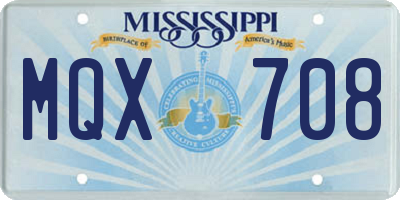 MS license plate MQX708