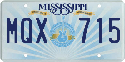 MS license plate MQX715