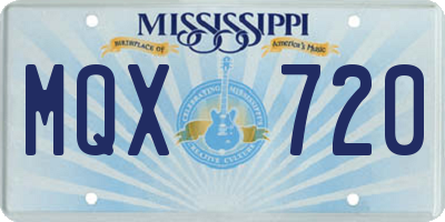 MS license plate MQX720