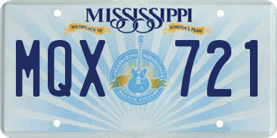MS license plate MQX721
