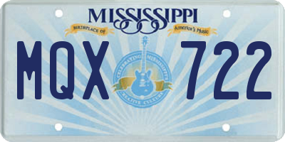 MS license plate MQX722