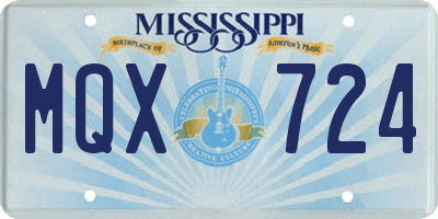 MS license plate MQX724