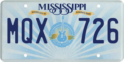 MS license plate MQX726