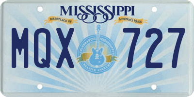 MS license plate MQX727