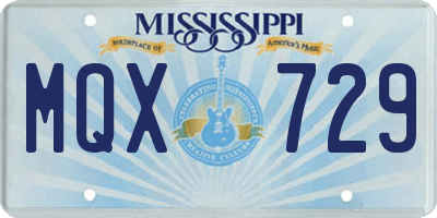MS license plate MQX729