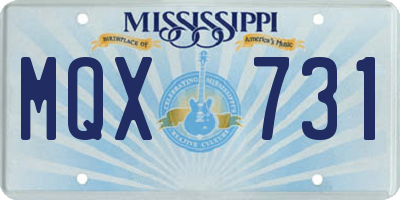 MS license plate MQX731