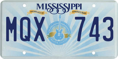 MS license plate MQX743