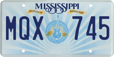 MS license plate MQX745