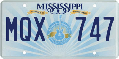 MS license plate MQX747