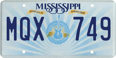 MS license plate MQX749