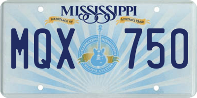 MS license plate MQX750